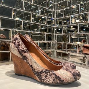 Clark’s snakeprint wedges heels
